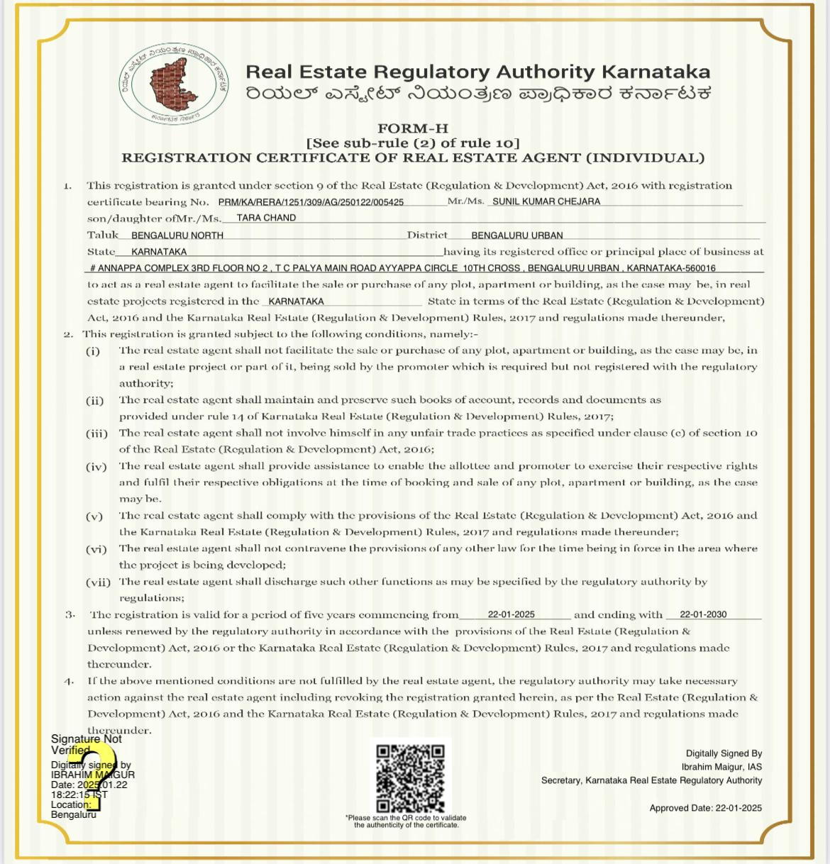 Trustedge Realty RERA Certificate